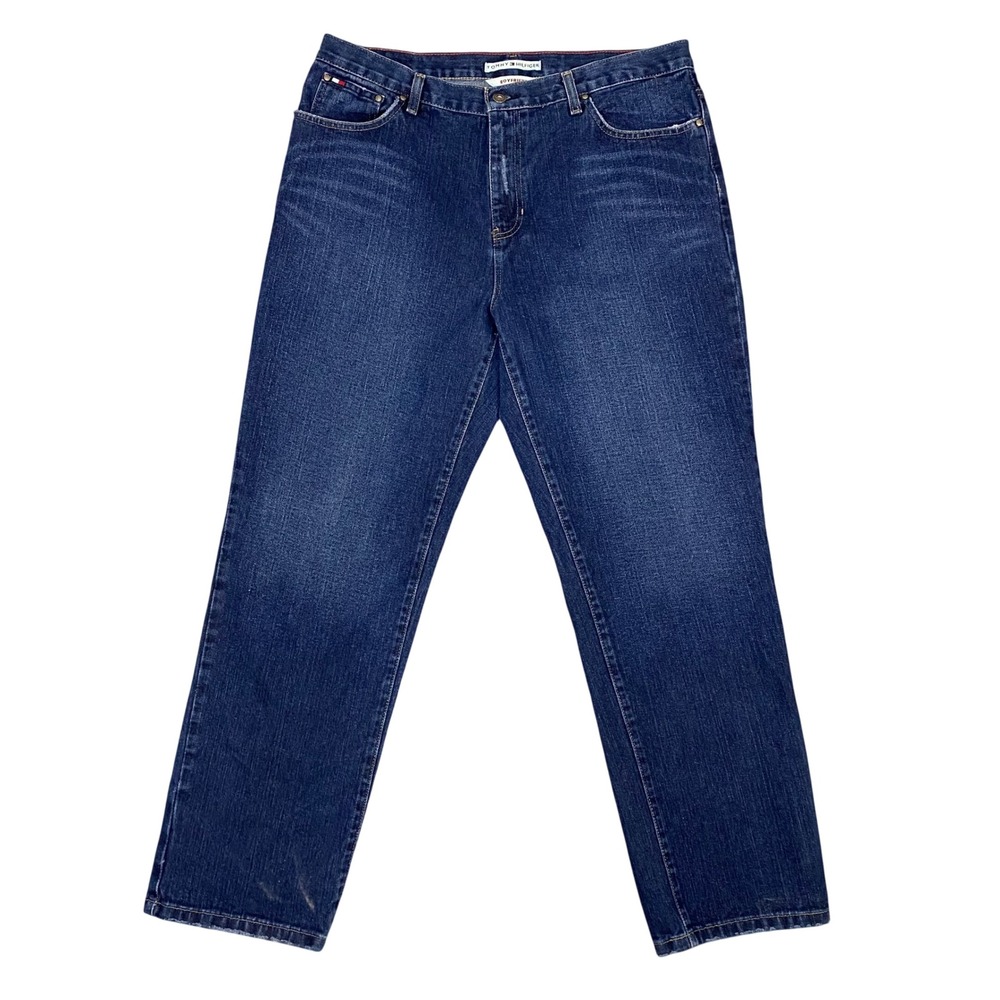 Tommy Hilfiger Boyfriend Jeans Womens 14 Dark Wash High Rise‎ Straight Leg Blue